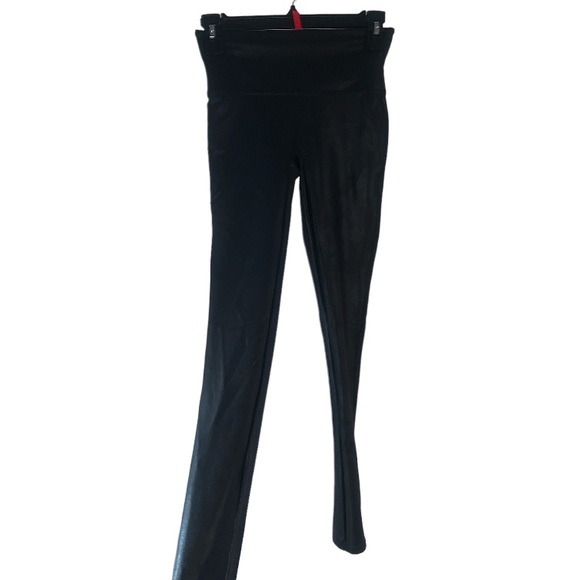 SPANX Black Faux Leather Pull On Leggings Small Petite - Picture 4 of 6